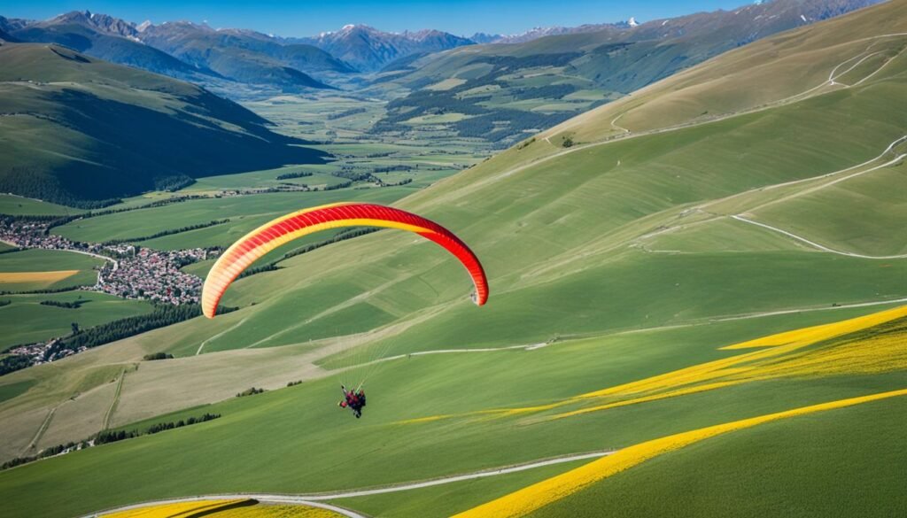 paragliding in Castelluccio, Italy's Umbria Region