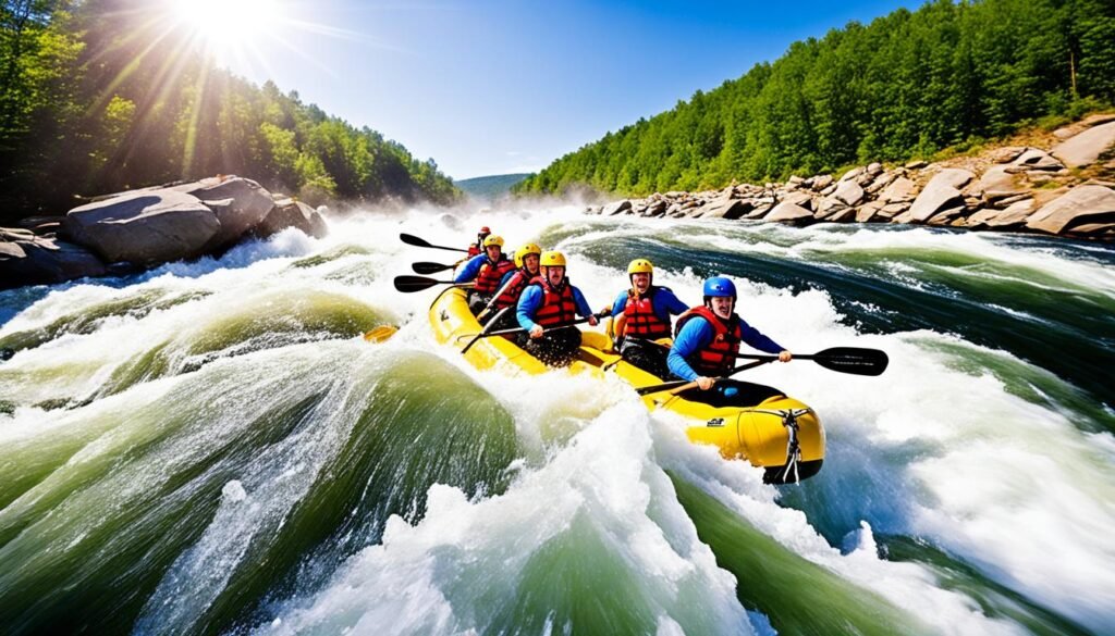 white-water rafting on James River
