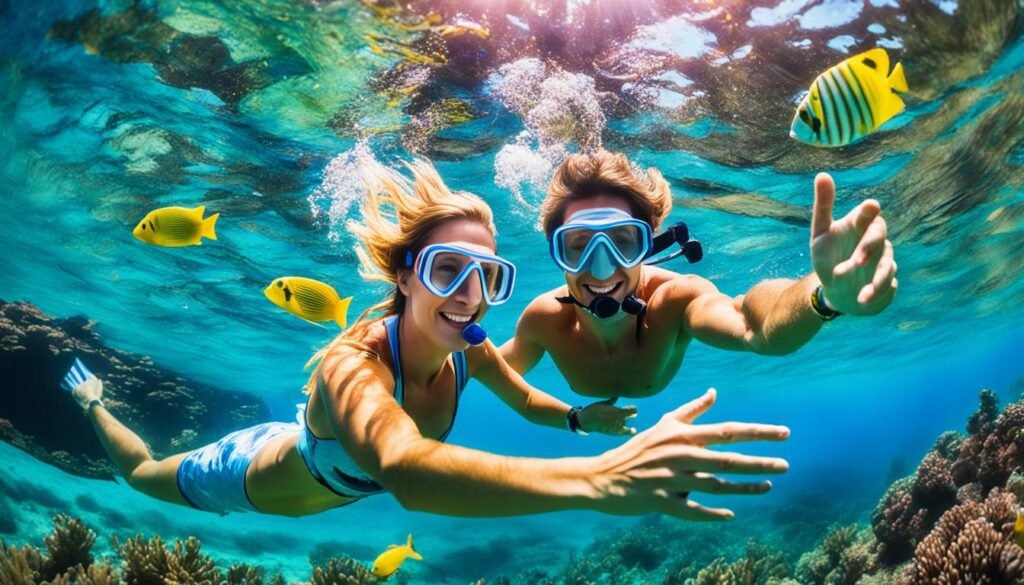 Couple snorkeling in Maui