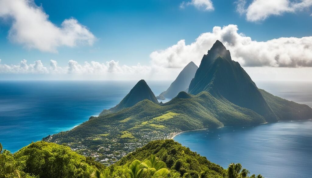Saint Lucia twin mountains