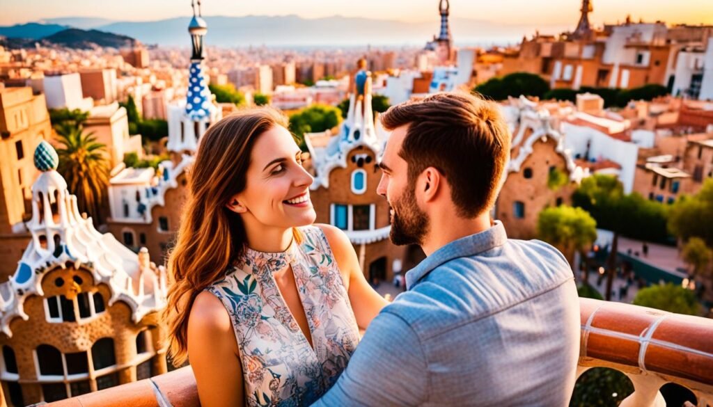 couple enjoying the view of Barcelona
